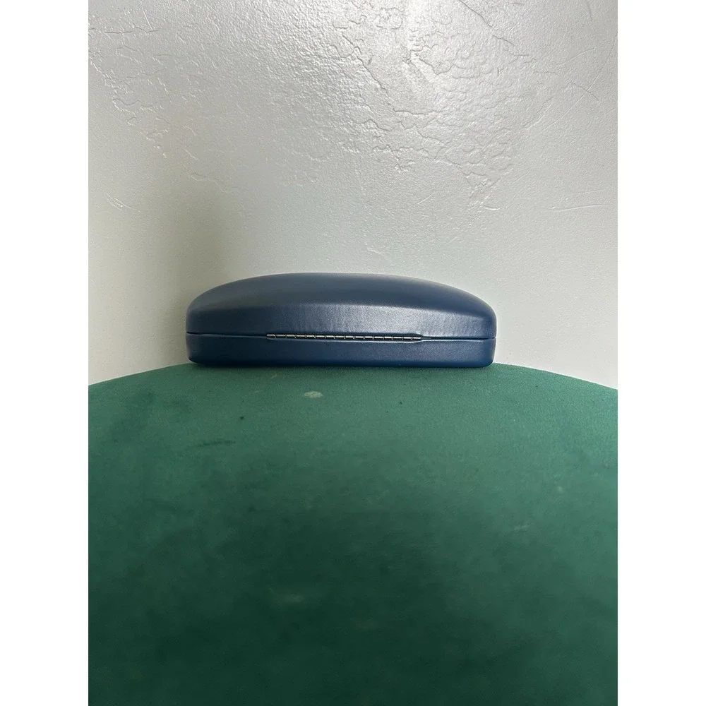 Lacoste Sunglasses Eyeglasses Hard Case, Faux Leather Eyewear Case, Blue